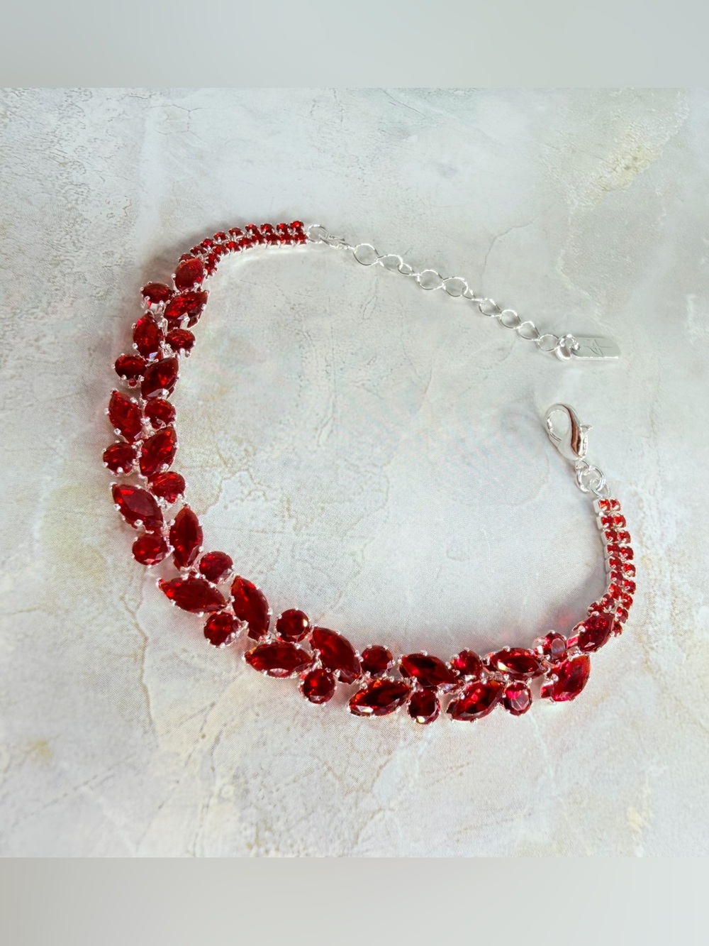 Red Crystal Tennis Bracelet - Elegant Women's Jewelry